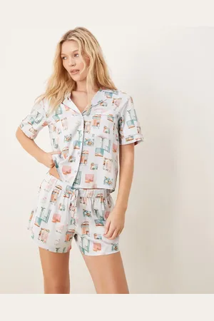 Abercrombie & Fitch Sleepwear button up top in postcard print - part of a set