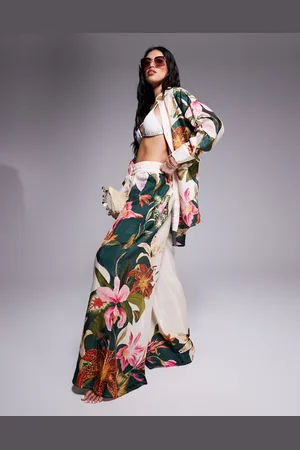 River Island Botanical print wide leg pants in cream - part of a set