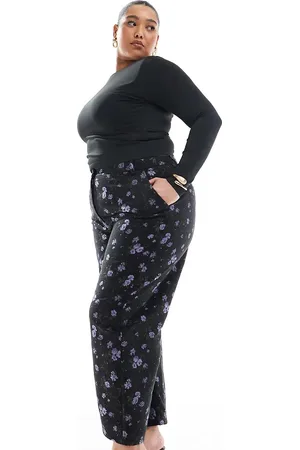 ASOS Curve floral jacquard arch leg tailored pants in