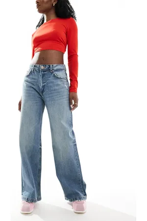 Pull&Bear Baggy oversized wide leg jeans in mid
