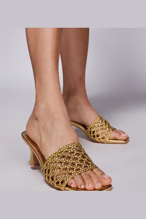 Public Desire Maribelle woven kitten heel mule sandals in