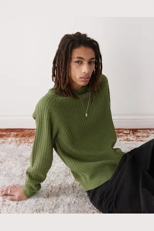 COLLUSION Knit crew neck sweater in khaki