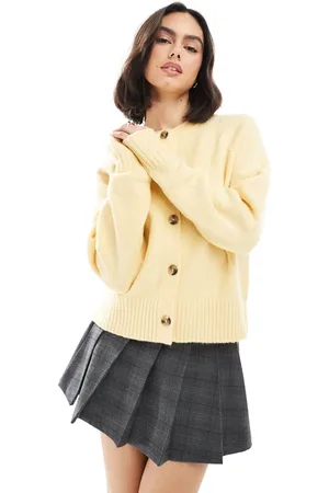 Threadbare Crew neck cardigan in butter