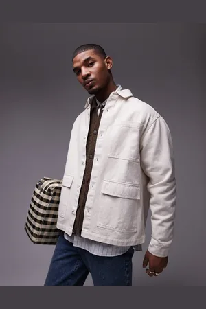 Topman Long sleeve overshirt in cream