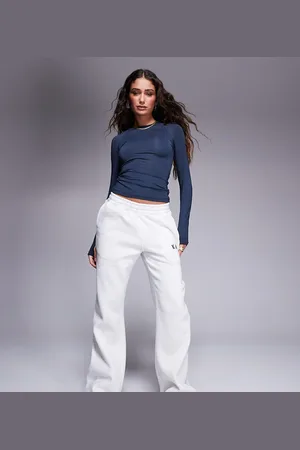 Kaiia Petite embroidered logo wide leg sweatpants in light