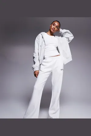 Kaiia Tall embroidered logo wide leg sweatpants in light