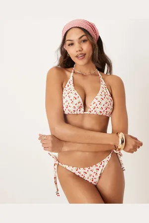 Peek & Beau Fuller Bust cherry print triangle bikini top in
