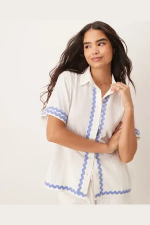 Iisla & Bird Ric rac trim short sleeve beach shirt in - part of a set
