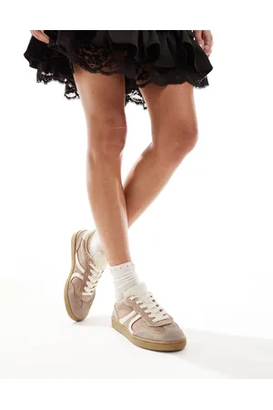 Stradivarius Rubber sole leather sneakers in beige
