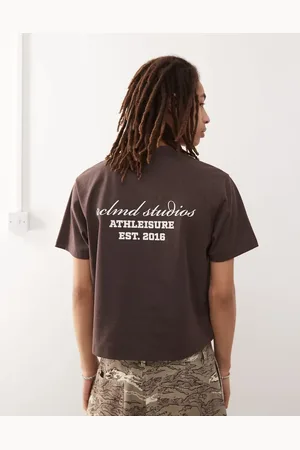 Reclaimed Unisex boxy oversized tee with graphic in brown