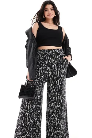 Yours Wide leg pants in black and white leopard print