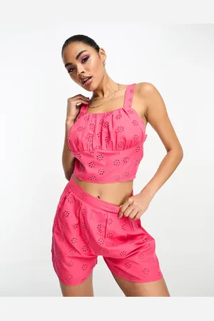 Threadbare Eyelet corset crop top in - part of a set