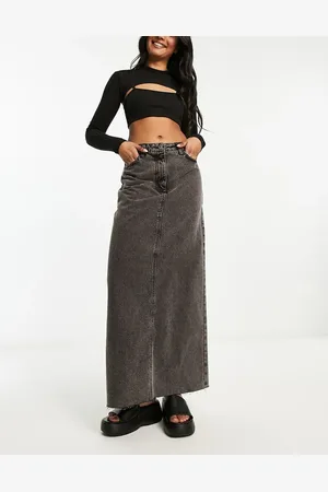 COLLUSION Long maxi denim skirt in washed