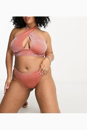 South Beach Exclusive high leg bikini bottom in rust metallic