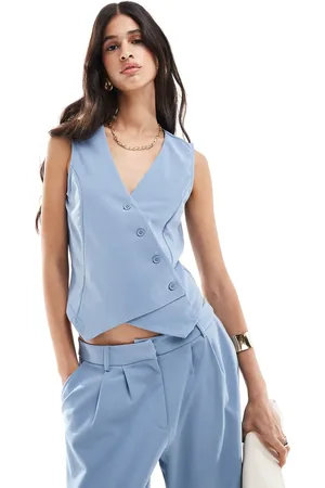 JDY Asymmetric vest in denim - part of a set