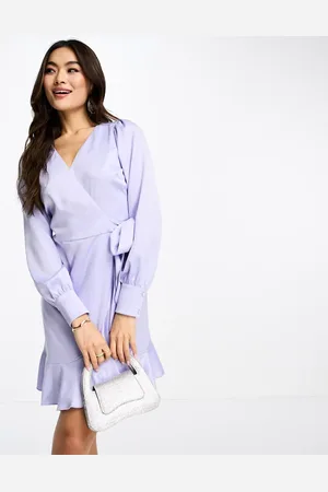 Style Cheat Satin wrap mini dress in lilac