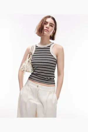 Topshop Stripe racer tank top in mono