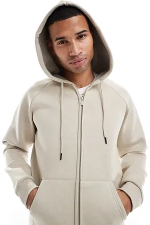 Only & Sons Oversized scuba zip up hoodie in stone