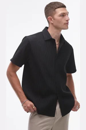 Topman Short sleeve button through plisse shirt in
