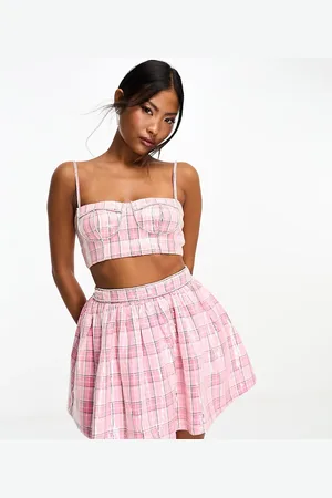 Collective The Label Exclusive diamante corset top in check sequin - part of a set