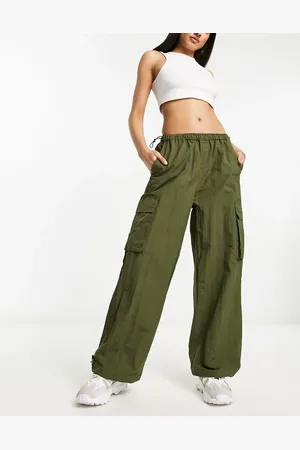 Sixth June Ripstop parachute pants with back pocket embroidery in khaki
