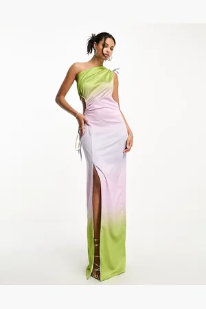 Style Cheat One shoulder satin midaxi dress in ombre