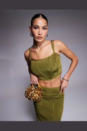 ASOS Bandage corset cami top in olive - part of a set