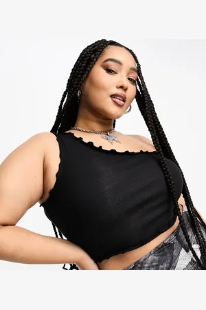 COLLUSION Plus lettuce edge one shoulder top in