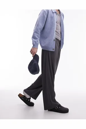 Topman Straight plisse sweatpants in charcoal