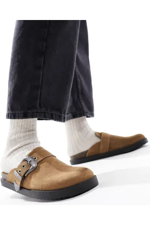 Pull&Bear Western buckle suede clog in