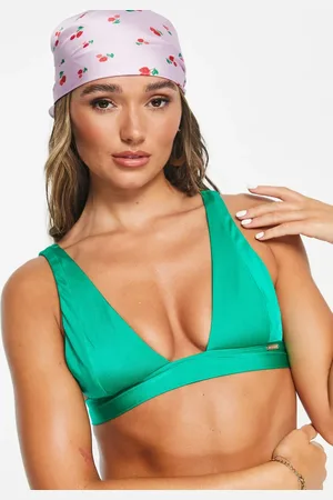 Free Society Mix and match deep band triangle bikini top metallic