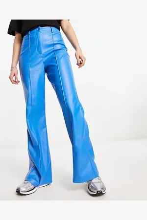 Urban Threads Faux leather wide leg pants in cobalt - part of a set