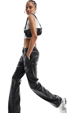 ONLY Faux leather straight leg pants in
