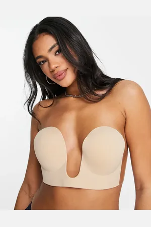 Bye Bra Seamless U plunge backless and strapless stick on bra in beige