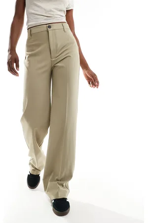 Pull&Bear High waisted tailored pants in dark beige