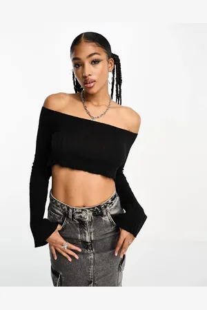 COLLUSION Rib multi-wear shrug top in
