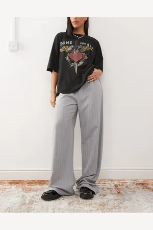 Reclaimed Wide leg pants in pinstripe