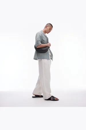 Topman Premium extra wide heavy textured pants in ecru