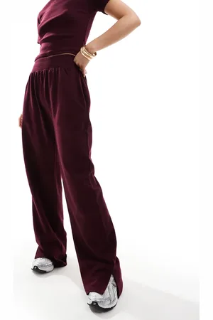 Kaiia Wide leg sweatpants in burgundy - part of a set