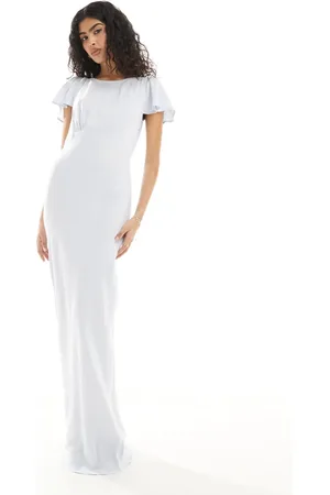 Maids to Measure Bridesmaid cowl back maxi dress in pale