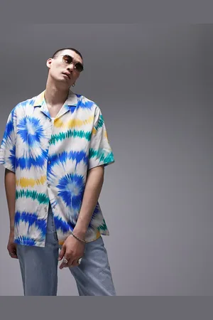 Topman Short sleeve regular fit revere tie dye shirt in