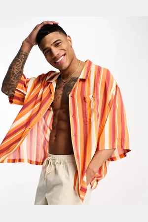 ASOS Dropped shoulder oversized revere shirt in stripe
