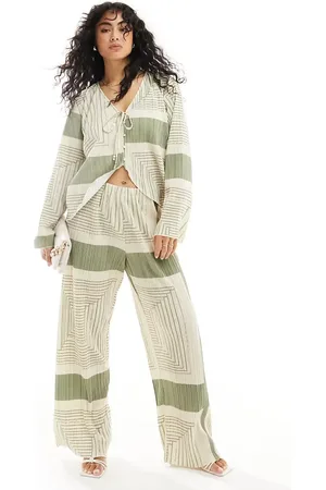 Object Plisse wide leg pants in abstract print - part of a set