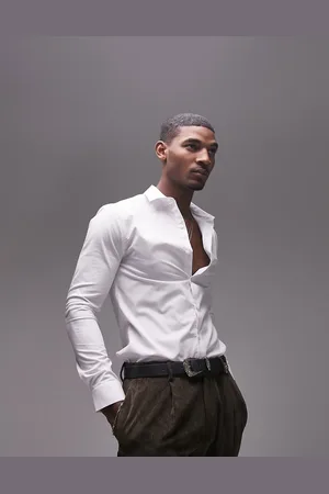 Topman Long sleeve stretch skinny smart shirt in
