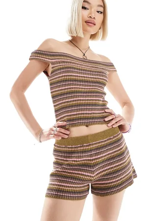 COLLUSION Knit striped shorts in pink and - part of a set
