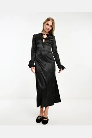 The Frolic Exclusive floral satin tie-detail midaxi dress in