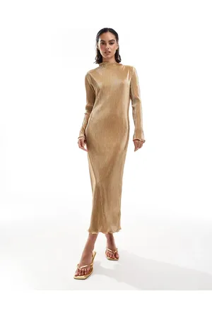 Never Fully Dressed High neck plisse maxi dress in