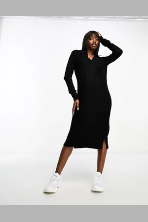Threadbare Sadie v neck cable knit midi sweater dress in