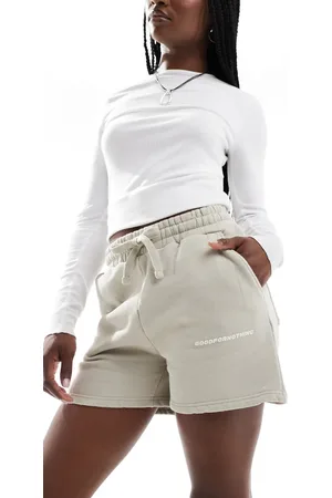 Good For Nothing Washed logo jersey shorts in beige