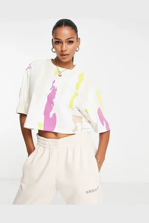 adidas X Thebe Magugu cropped T-shirt in with all over print